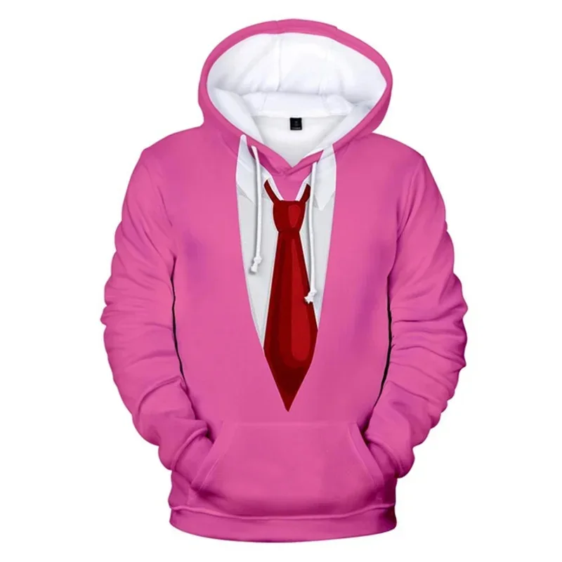 thumbnail image 1 of Sudadera con capucha y pajarita de esmoquin a la moda para hombre, sudaderas holgadas con estampado 3D, sudaderas divertidas con capucha de traje falso, sudaderas casuales de talla grande, 1 of 5