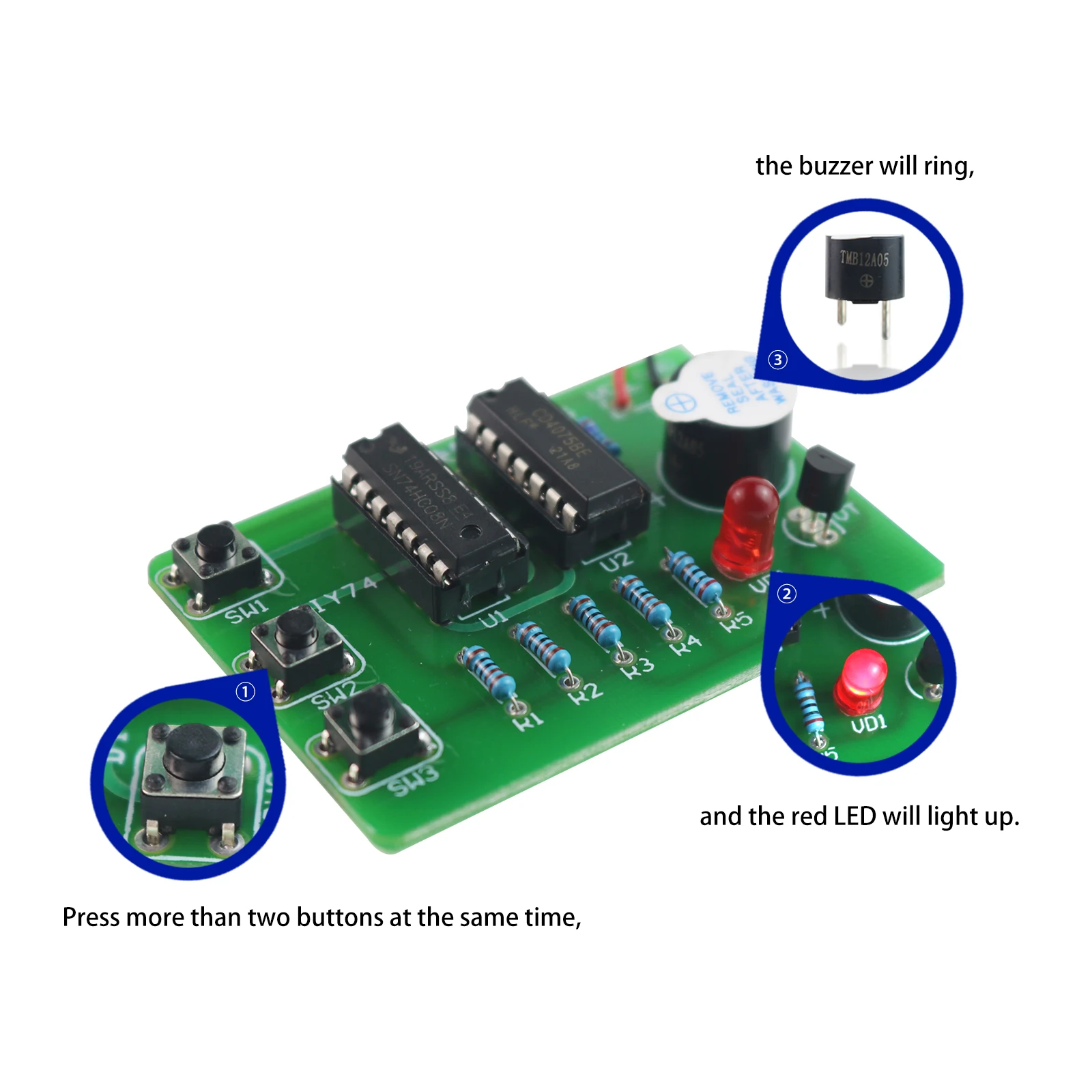 DIY 전자 키트, 전자 원리에 대한 학생 실험실 훈련용, 3 인 투표 기계, 회로 실험실 키트 F