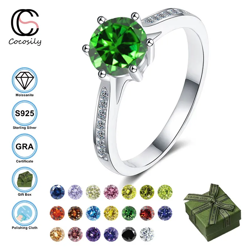 

Cocosily 2CT D Color Moissanite S925 Sterling Silver Fashion Exquisite Girl Personalized Style Daily Party Birthday Gift Ring