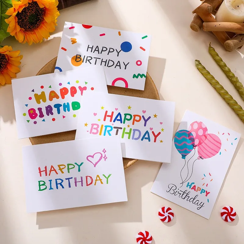 Happy Birthday Gift Cards Balloon Cartoon Assorted Greeting Card with Envelope and Sticker Birthday Party Invitation Card 10Sets birthday greeting cards