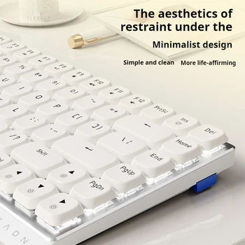 EWEADN 84 Keys Tri-Mode Low Profile Mechanical Gaming Keyboard, White Backlight, Ergonomic, for Office and Gaming, Laptop/PC