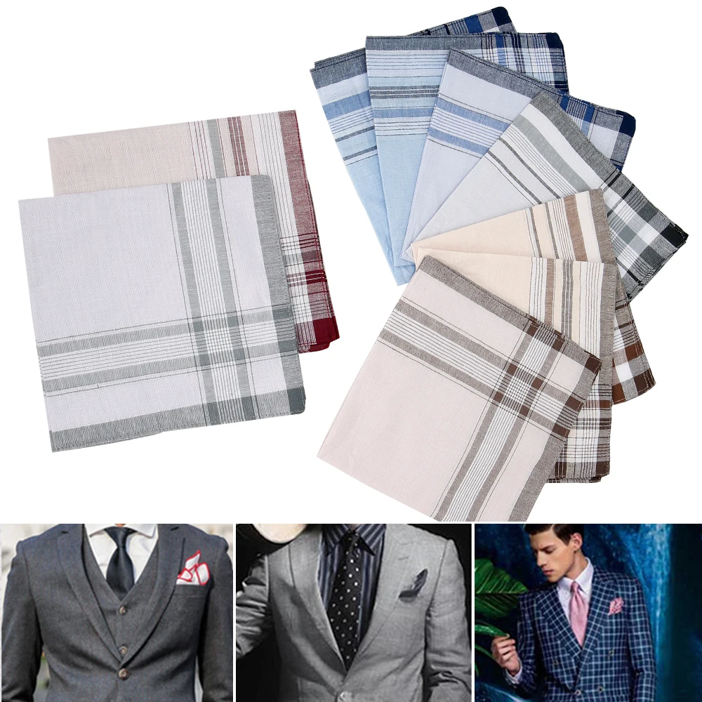10pc Men's Cotton Handkerchief Vintage Hankies Pocket Square