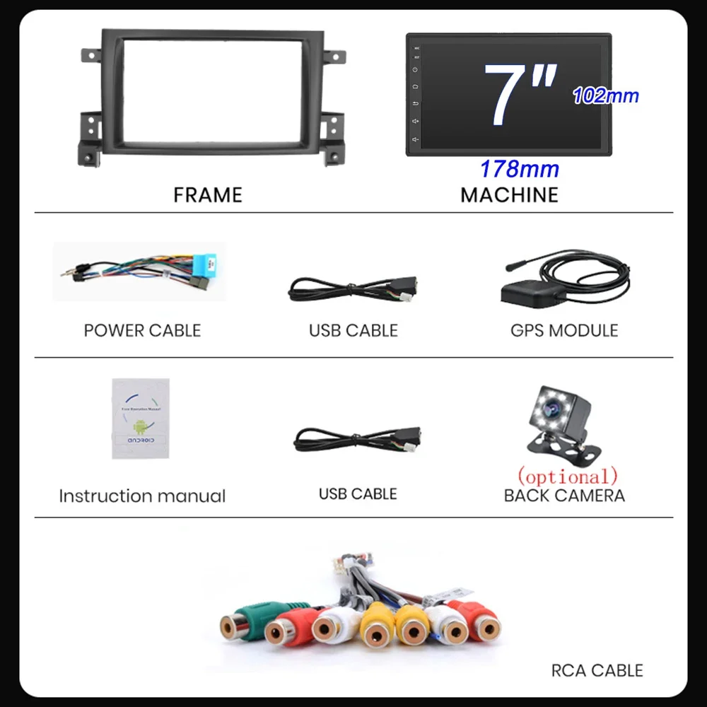 2din Car radio Android 16 For Suzuki Grand Vitara 3 2005-2010 2011-2015 Car Radio Multimedia Player GPS Carplay Androidauto WIFI car radio