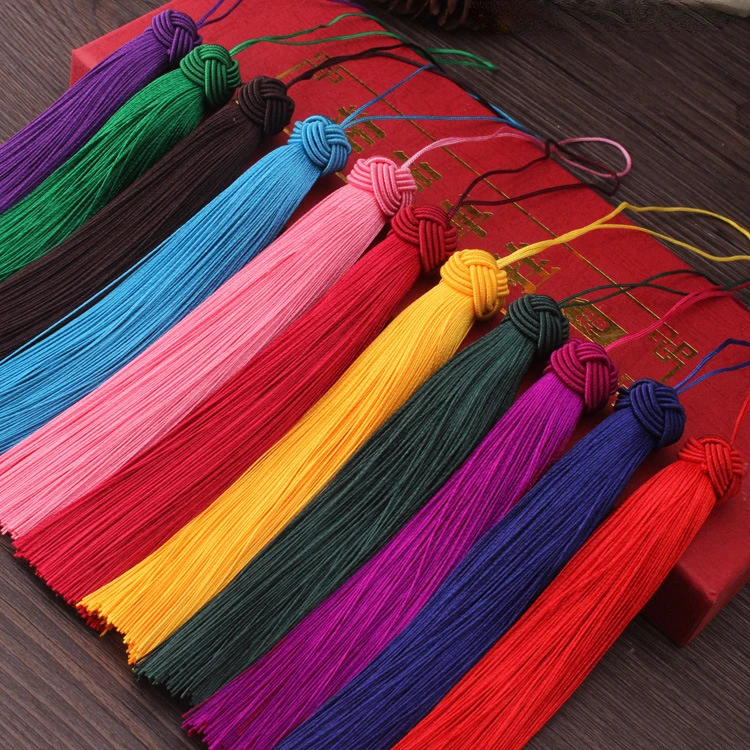 Description Picture 2 of item5 Pcs Crafts Tassels 15cm Polyester Tassels Silky Floss Bookmark Tassels with Pineapple Cap for DIY Jewelry Making Accessories