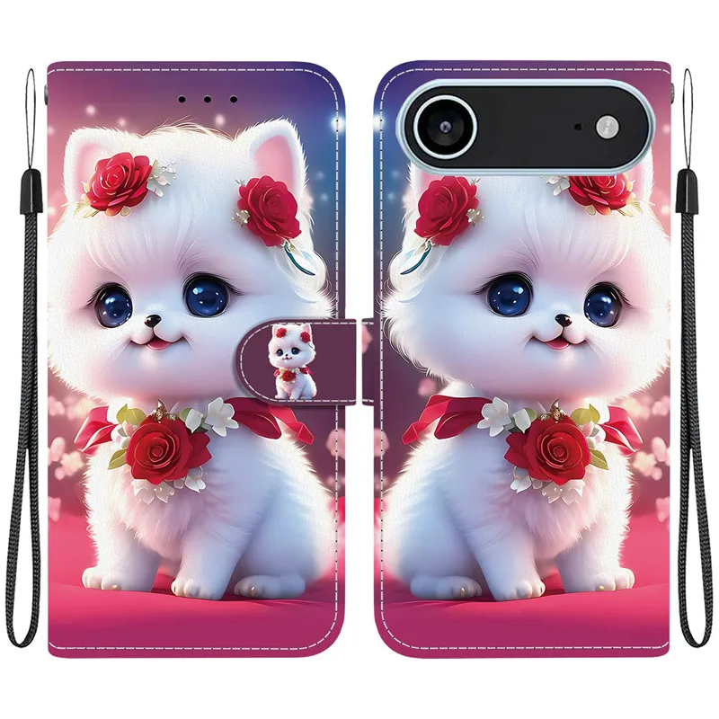 Elegant Colored Flower Wallet Phone Case with Magnetic Flip and Cute 3D Pattern Design