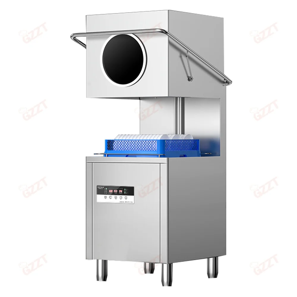 60 Baskets/hour Commercial Large Capacity Restaurant Canteen Dishwashers With Window 28L+20L Water Tank 60/90/120 Seconds/cycle