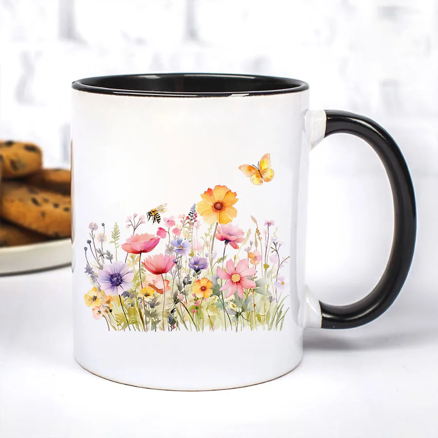 10pcs Spring Wildflower Floral UV DTF Cup Wrap Transfer Sticker Glass Coffee Mugs Decoration Cards Notebooks School Handmade dtf transfer sticker