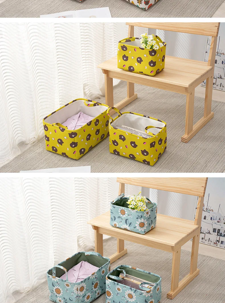 Simple and Cute Cartoon Storage Basket Multi-color Fabric Storage Box Home  Clothes Toys Books Cartoon Storage Box - AliExpress