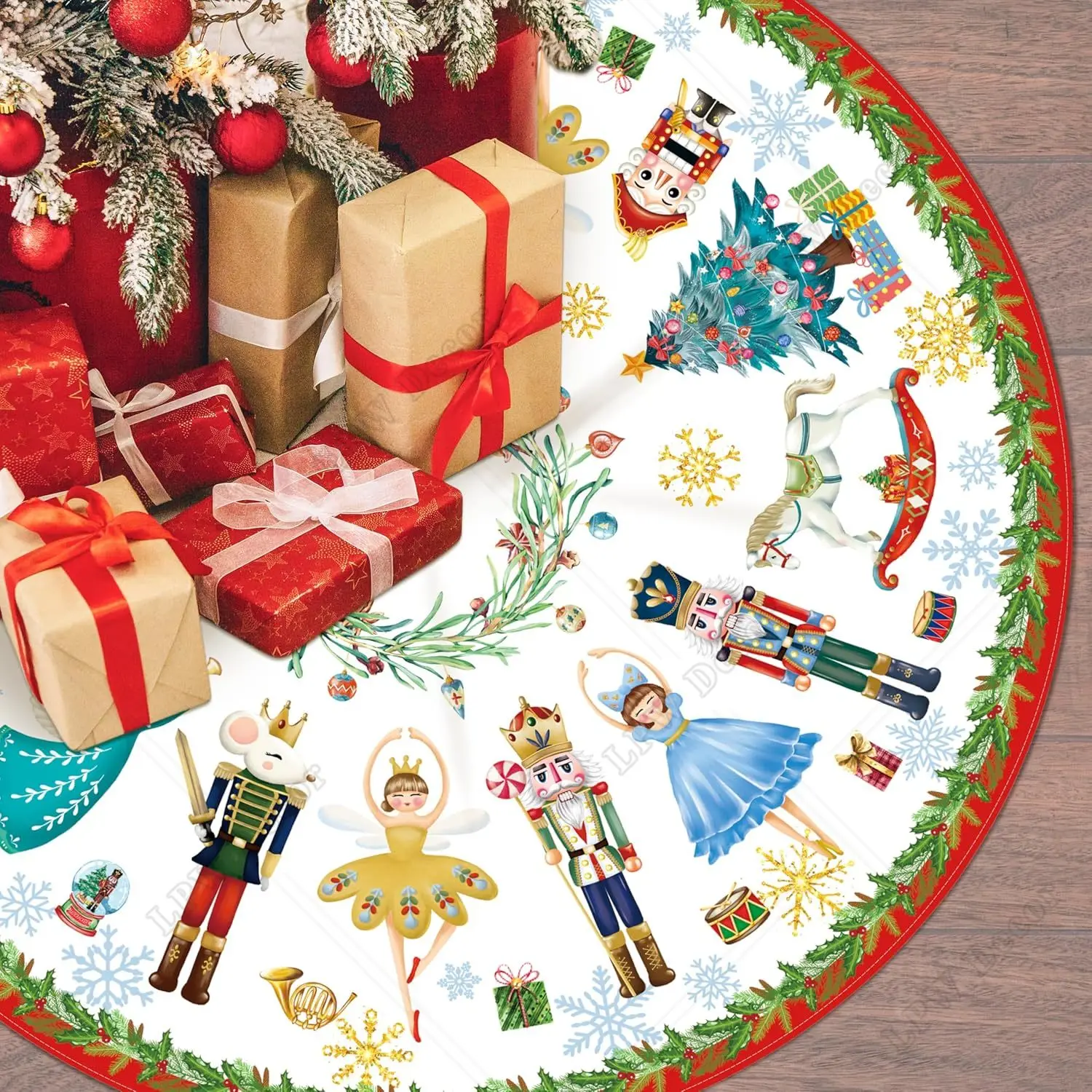 Christmas Tree Skirt Winter Christmas Collar Nutcracker Xmas Decorative   Mat Rustic Christmas Decorations Home Office Winter