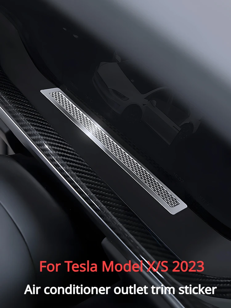 

Для консоли Tesla Model X/S 2023, декоративная наклейка для выхода кондиционера, крышка из нержавеющей стали, аксессуары для интерьера автомобиля