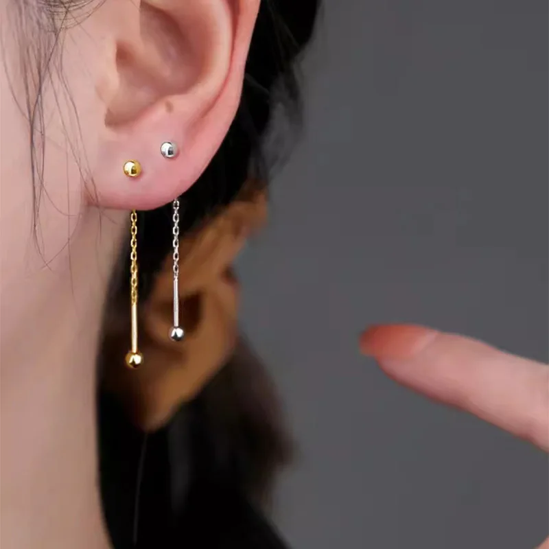 

Женские серебряные круглые серьги в стиле минимализма с кисточками