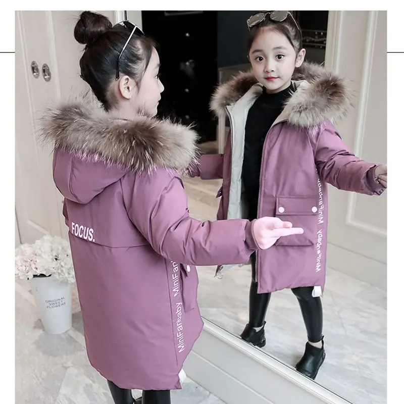 

Girls Winter Jacket Kid Coats New Korean Fashion Length Padded Outerwear Child Thick Baby Clothes 2 To 15 Years Play In The Park