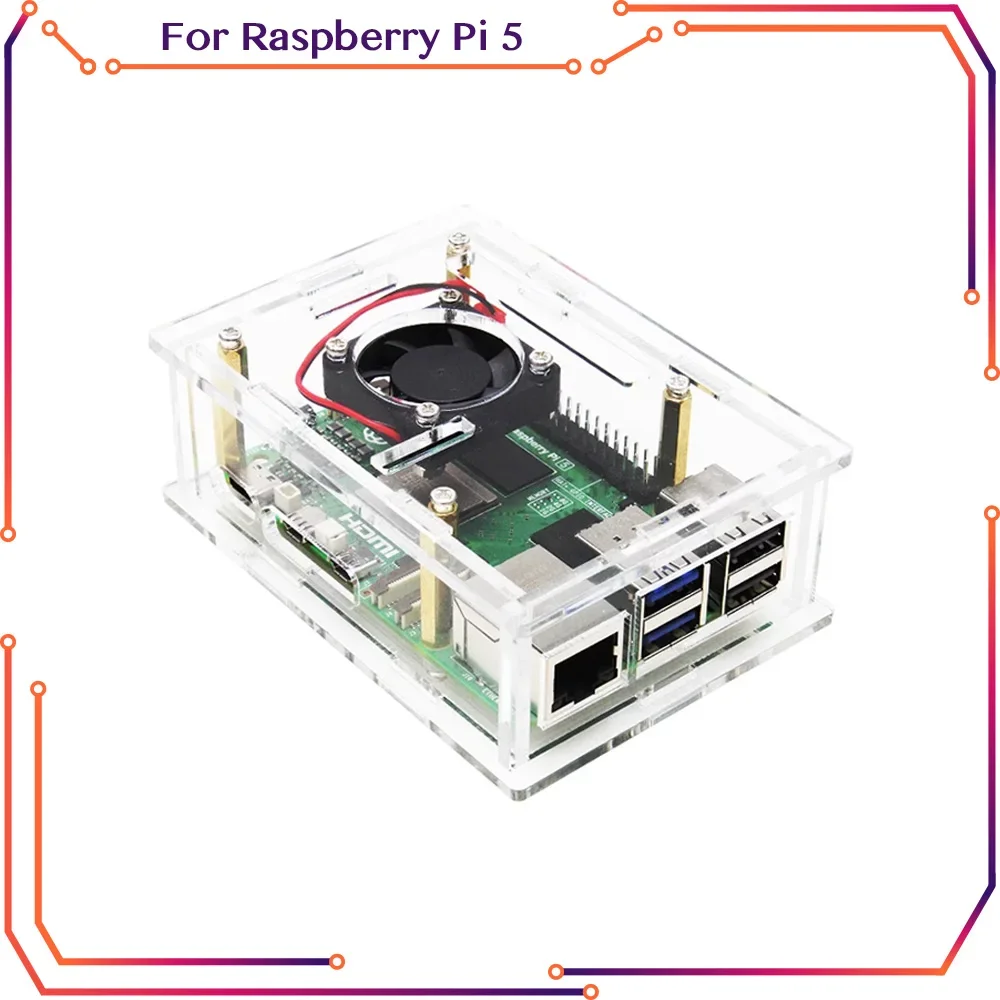 Raspberry Pi 5 Generazione Guscio Di Raffreddamento Acrilico Raspberry Pi 5 Ventola Di Raffreddamento Custodia Protettiva Custodia Trasparente