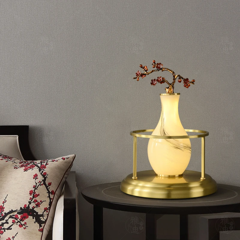 

New Chinese Style Table Lamp Copper Chinese Style Zen Study and Bedroom Bedside Lamp