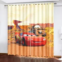 Lightning McQueen  Cortinas Curtains For Living Room Anime Blackout Curtains Home Decor Cartoon Cute 커튼 Luxury 100% Polyester 2