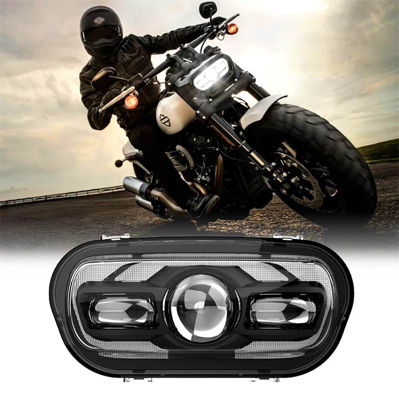 

Motorcycle 9.8" LED Headlight Hi Low Beam DRL E-Mark Front Headlamp Daytime Running Light For Harley Fatbob 2018 2019