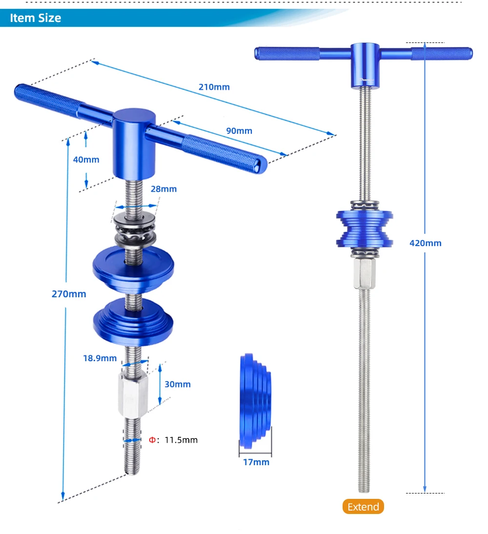 Description Picture 4 of itemDeemount 250/400mm Length Press-in Tool for Bicycle Bottom Bracket Install B.B. Headset Cup Remove Static Presser Knurling Handl