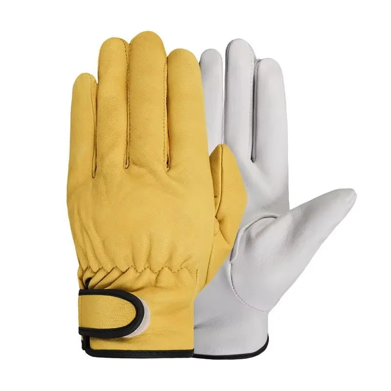 Work Safety Gloves Sheepskin Leather Workers Work Welding Safety Protection Garden Sports Motorcycle Driver Wear-resistant Glove