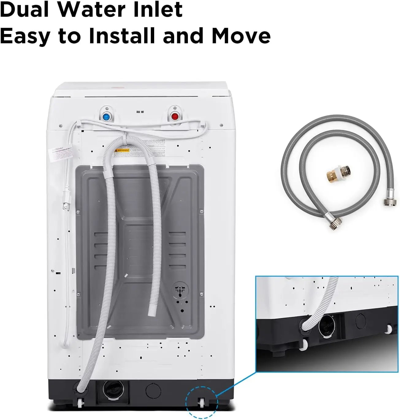 Portable Washing Machine 2.0 Cu.Ft. Compact Washer with Fast Cleaning System 8 Automatic Washing Programs LED Display