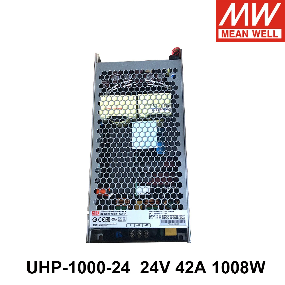 

MEAN WELL UHP-1000-24 110V/220V AC TO DC 24V 42A 1008W Single Output Switching Power Supply Meanwell PFC Transformer UHP-1000