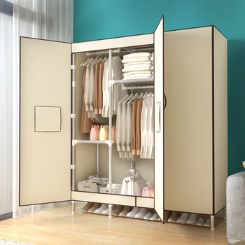 Armadio di grande capacità per l'assemblaggio della camera da letto di casa, armadio portatile con ante magnetiche, armadio per appartamento, armadio per guardaroba 1
