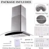 30 Inch,  Wall Mount Kitchen Hood with Ductless Convertible Duct, Stainless Steel Chimney and Baffle Fil 5