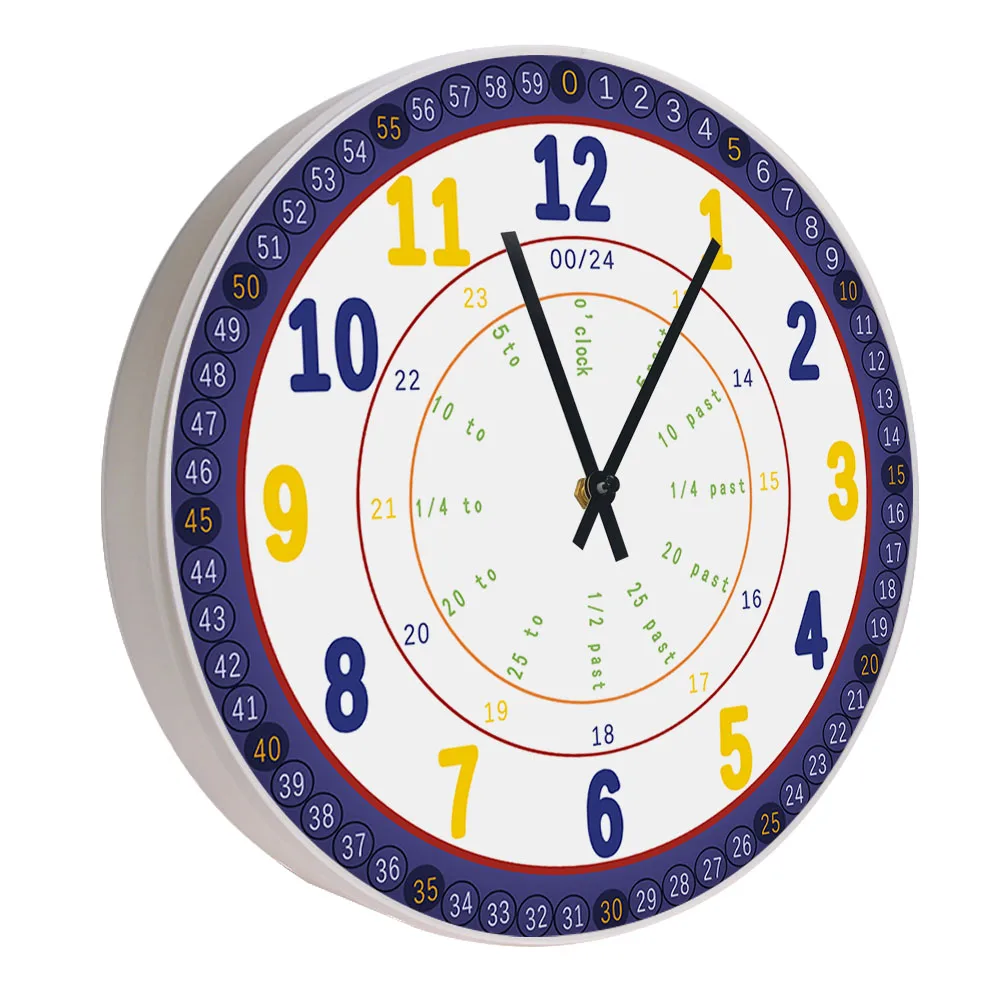 Kids Learning Time Wall Clock Silent Movement Educational Clock Wall Watch  Modern Simple Design Timepieces For Nursery Bedroom - AliExpress, image size:1000x1000