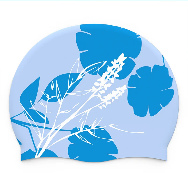

Adult Printed Silicone Swimming Cap Women Waterproof Ear Protecton Long Hair Swimming Hat Beach Pool Accessories