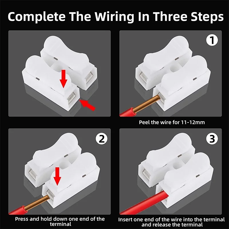 2 Pin CH2 High Pressure Resistant Electrical Cable Connectors Quick Splice Lock Wire Wiring Terminal Safe Splicing Into Wire