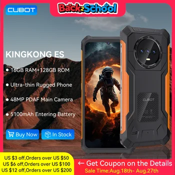 Cubot KINGKONG ES Smartphone , Smartphone robuste, 16 Go + 128 Go de RAM, 90Hz, écran HD + 6.56 ", Android 14, appareil photo principal 48MP, 5100mAh, première mondiale 1