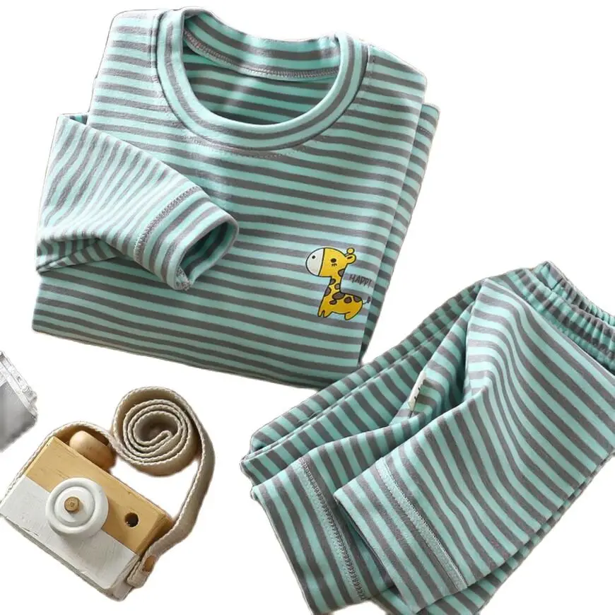 Children's Velvet Warm Thermal Suit Autumn Winter Underwear Pajamas Set Boys Girls Derung Tops + Pants 2pcs Outfit Kids Suit children underwear suits
