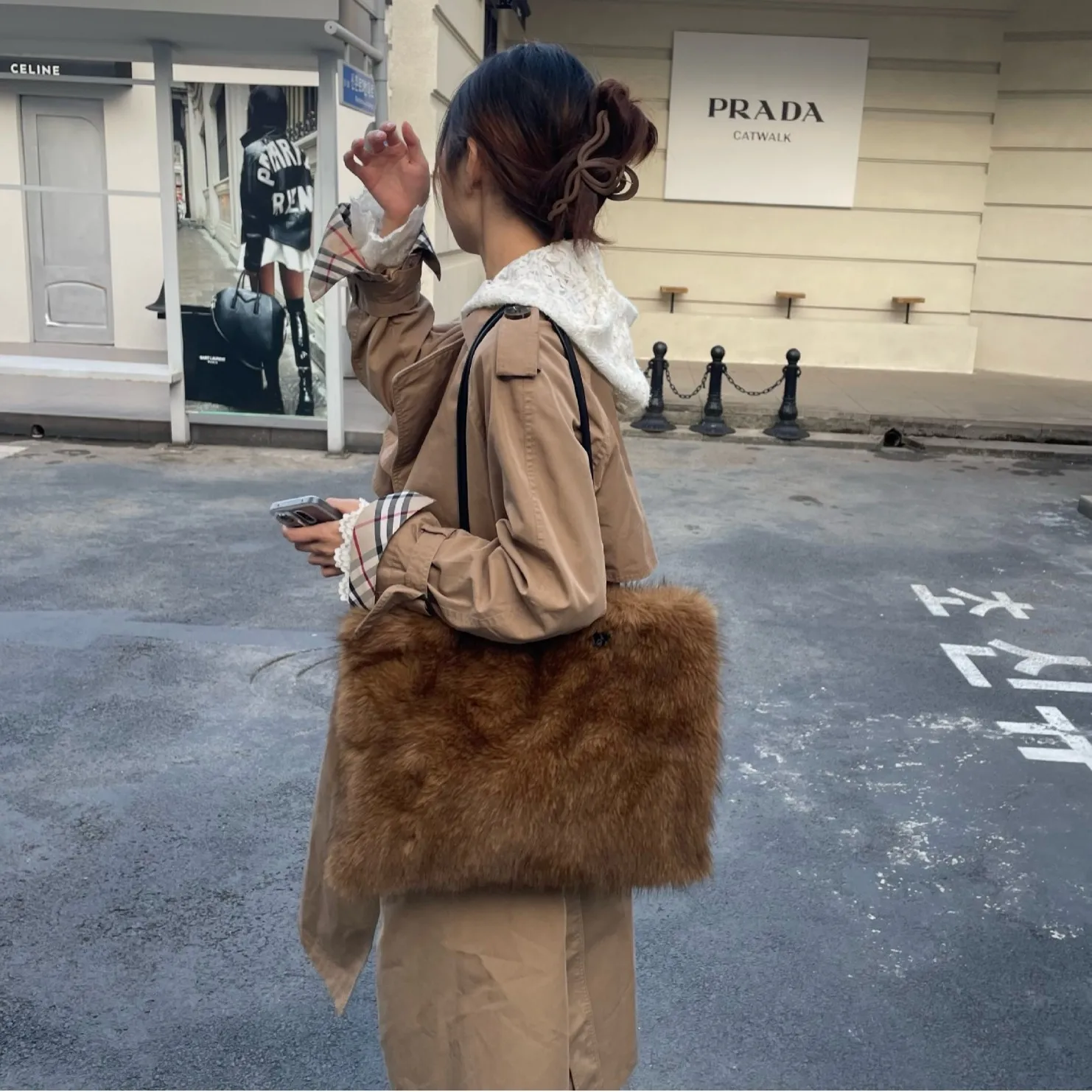 Faux Fur Tote Bag Women's Bucket Plush Luxury Design Ladies Handbags Soft Winter Crossbody Shoulder Bags Bolsa Feminina
