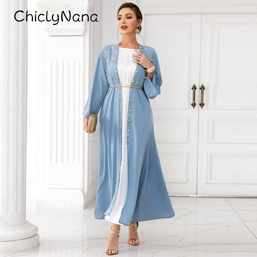 

Chiclynana Роскошный телефон 2023 Новый арабский кардиган длинное пальто ручная работа бриллианты для путешествий праздничный длинный халат