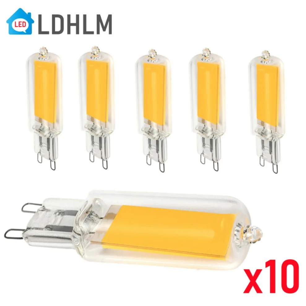 G9 COB LED 전구, 매우 밝은 유리 램프, 정전력 LED 조명, G9 G4 COB 전구, 7W, 9W, 12W, 15W, 220V, 10 개 