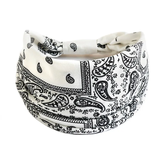 Summer Bohemian Bandanas Elastic Hair Bands Yoga Exercise Cotton Headband Women Headwear Print Vintage Cross Unisex Scrunchies 4