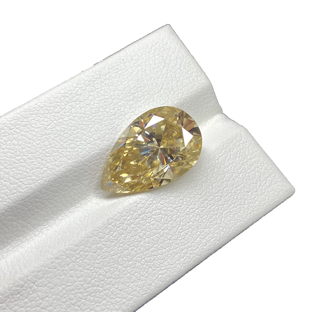 

Pear Shape Yellow Color Lab Grown Moissanite Diamond Ring Gemstone