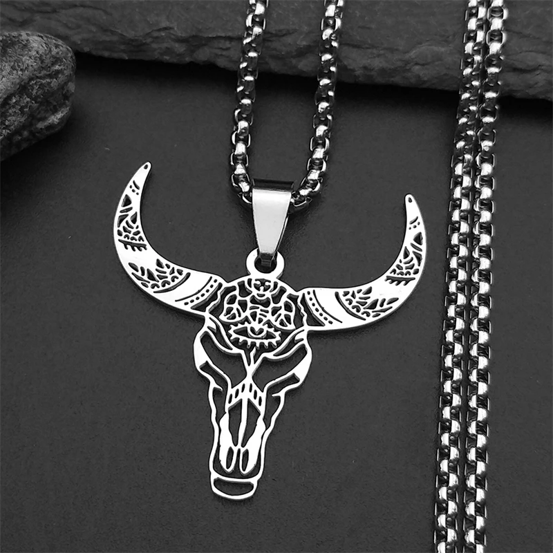 Hohl Rinder Bull Halsketten Für Frauen Männer Edelstahl Gold Silber Farbe Böhmen Tier Kopf Männliche Kette Schmuck Geschenke