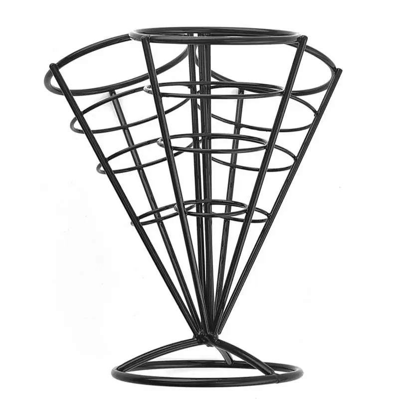 

Cone Fries Basket Iron And Non-stick Paint Material Multi-Headed Conical Basket Food Cone Display Holder For Fries Fish And