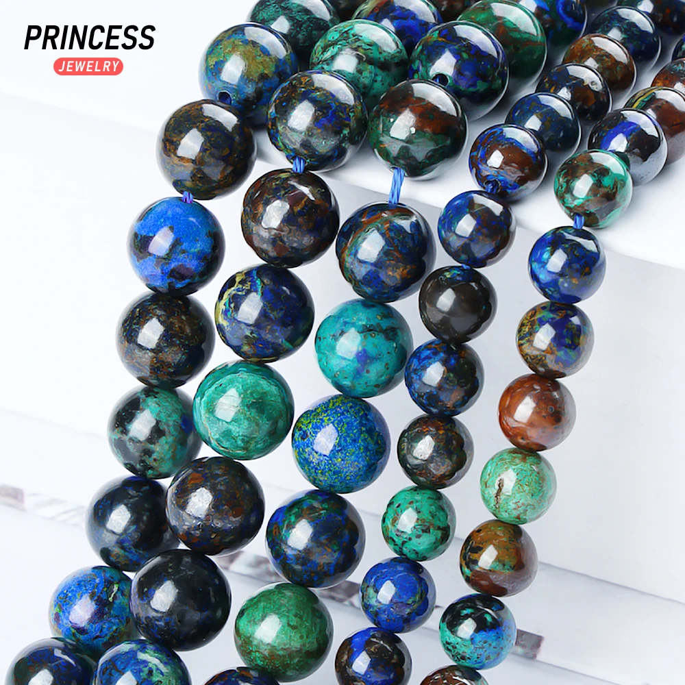 Clearance A++ Natural Azurite Chrysocolla Loose Beads for Jewelry Making Bracelet Stone Beads DIY Accessories 6 8 10mm 2