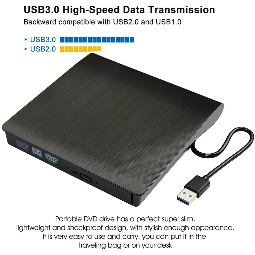 범용 외장 광학 드라이브, DVD 녹음기, USB 3.0 중립 풀 타입, 노트북 데..