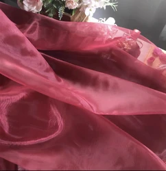 Vibrant Water Light Textured Transparent Gauze - 10M (Deep wine red)