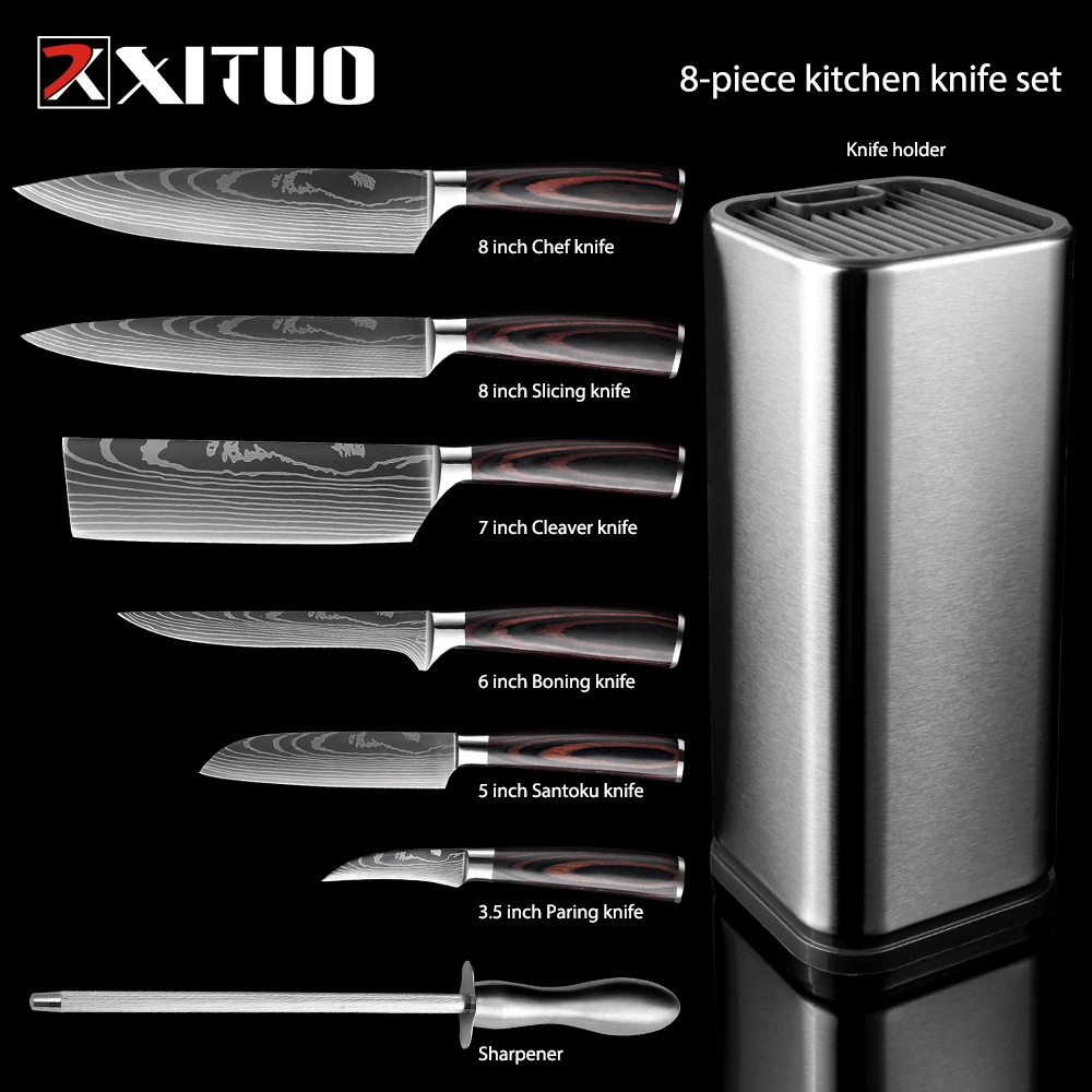 Xituo Kitchen Knife Set Japanese Chef Knife Santoku Stainless Steel