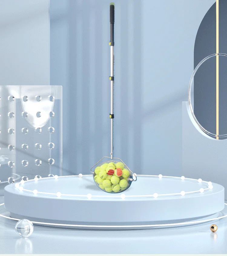 Description Picture 2 of itemAdjustable Length Tennis Balls Collector Picker Portable Roller Pick-up Basket Easy Picking