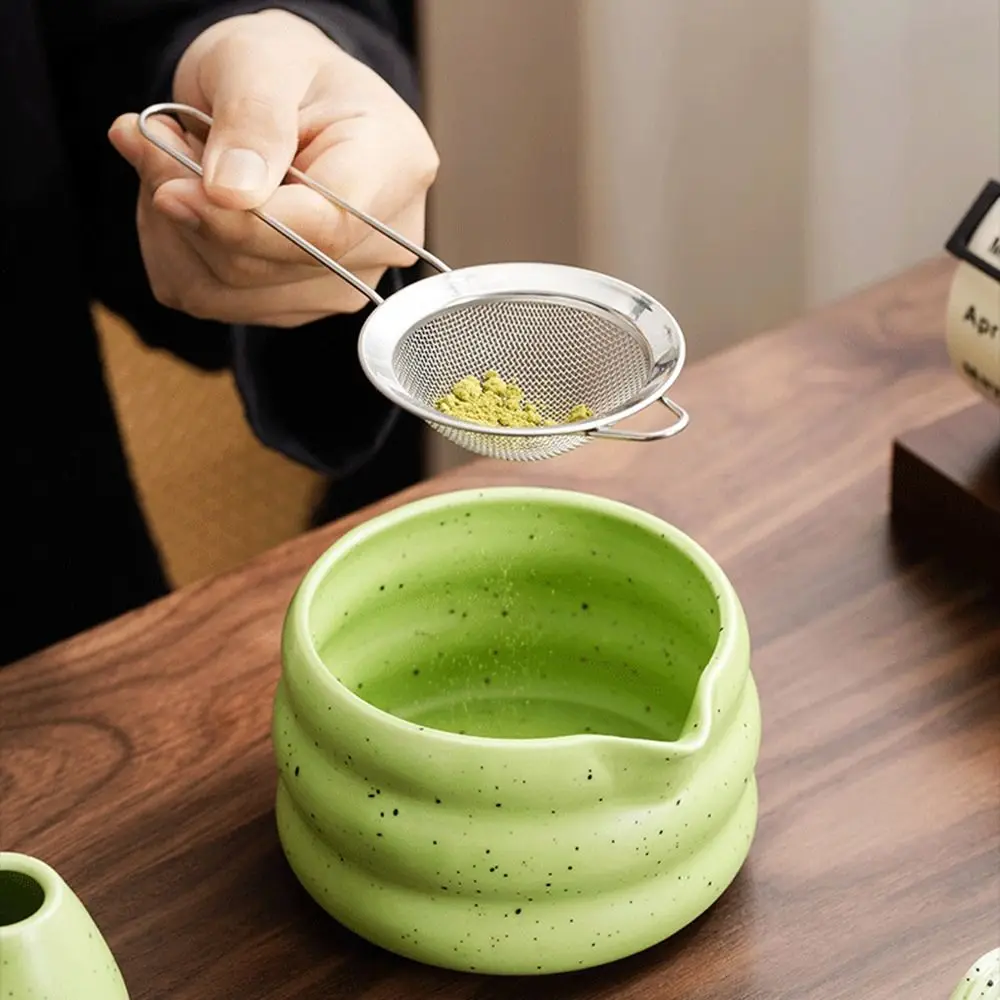 Ceramic Matcha Bowl Smooth Large Capacity Tea Salad Soup Bowl High Temperature Resistant Sand Dot Green Tea Maker Cup
