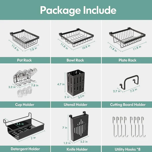 BOOSINY Over Sink Dish Drying Rack, Adjustable (25.6-35.5) 3