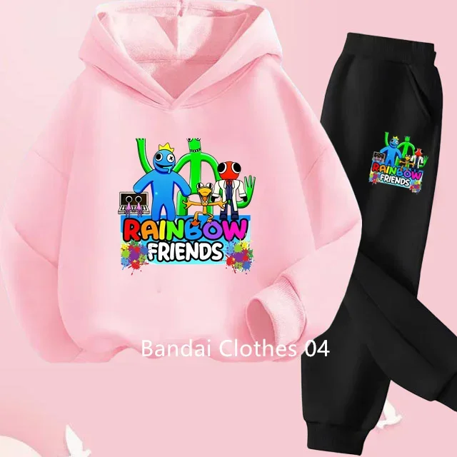 New Rainbow Friends Hoodie Sweater Sweatshirt + Pants Set Spring Fall Kids Baby Girl Boys Kids Toddler Clothes Christmas Gift 2