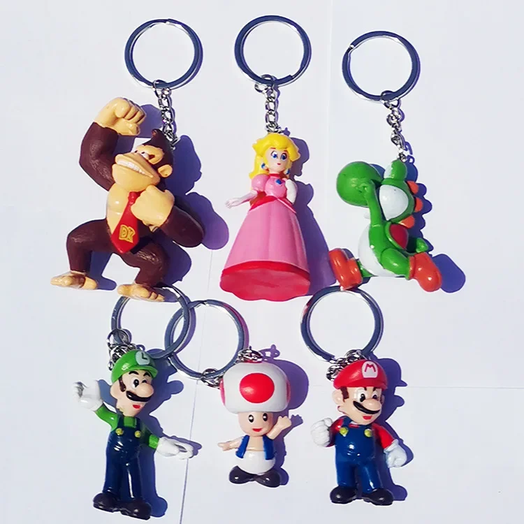 

Hot Super Mario Cartoon Keychain Creative DIY Couple Best Friend Trendy Handmade Car Key Chain Gift Set Stock Randomly One