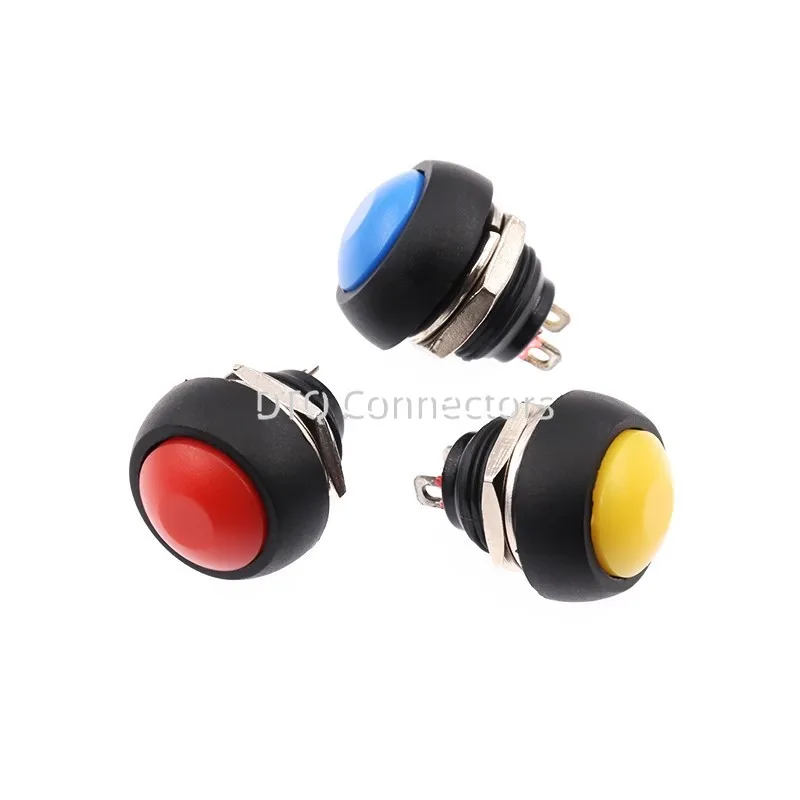 100pcs/lot PBS-33B 6 Color Black Red Green Yellow White Blue 12mm Waterproof Momentary Push button Switch Multi Color