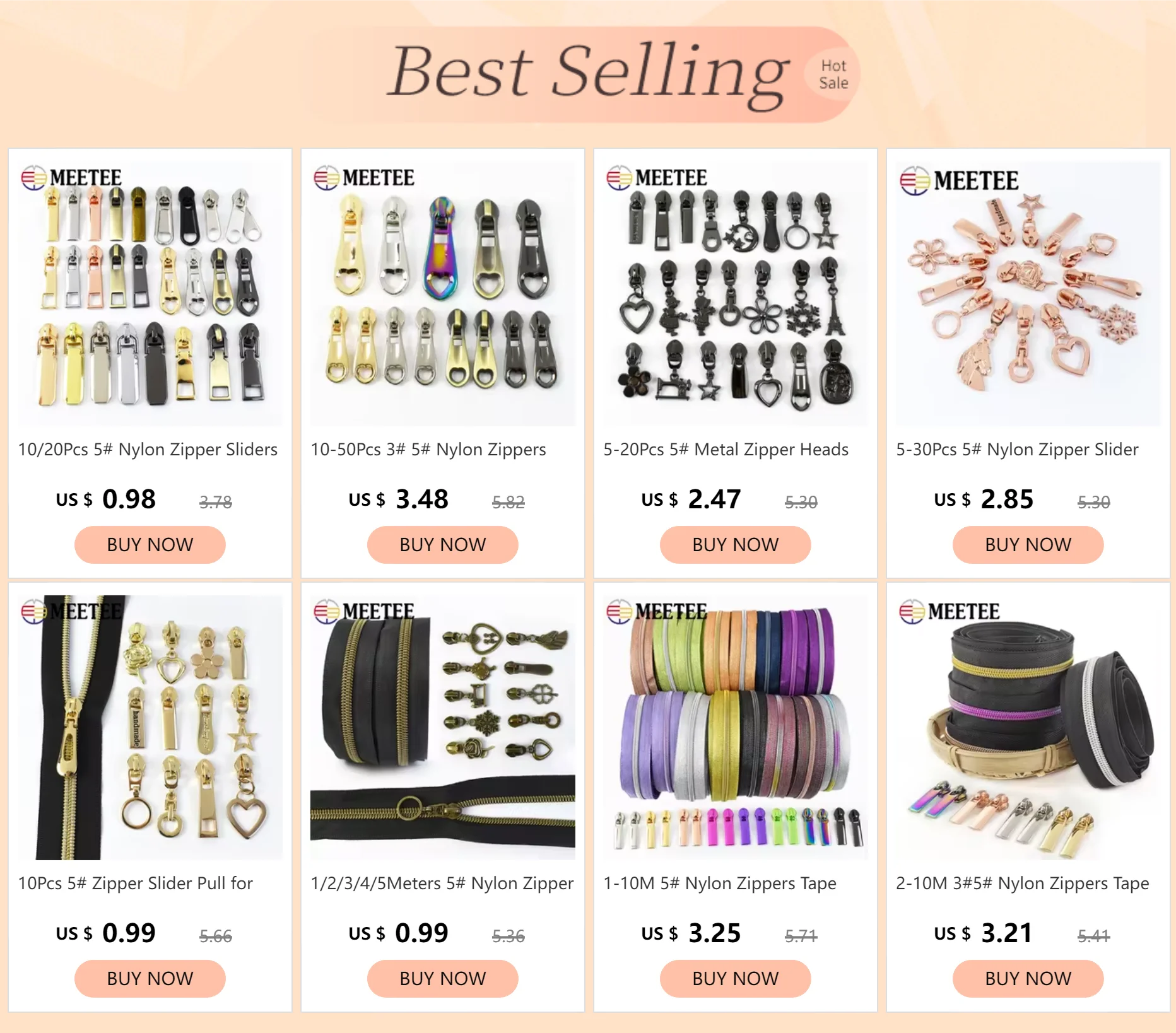 Description Picture 2 of item10Pcs 5# Metal Zipper Sliders for Nylon Zipper By The Meter Sewing Bag Zippers Pulls Purse Zip Heads Repair Kit DIY Accessories