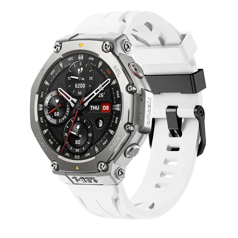 Breathable Black Silicone Strap with Metal Connector - Adjustable Sport Wristband